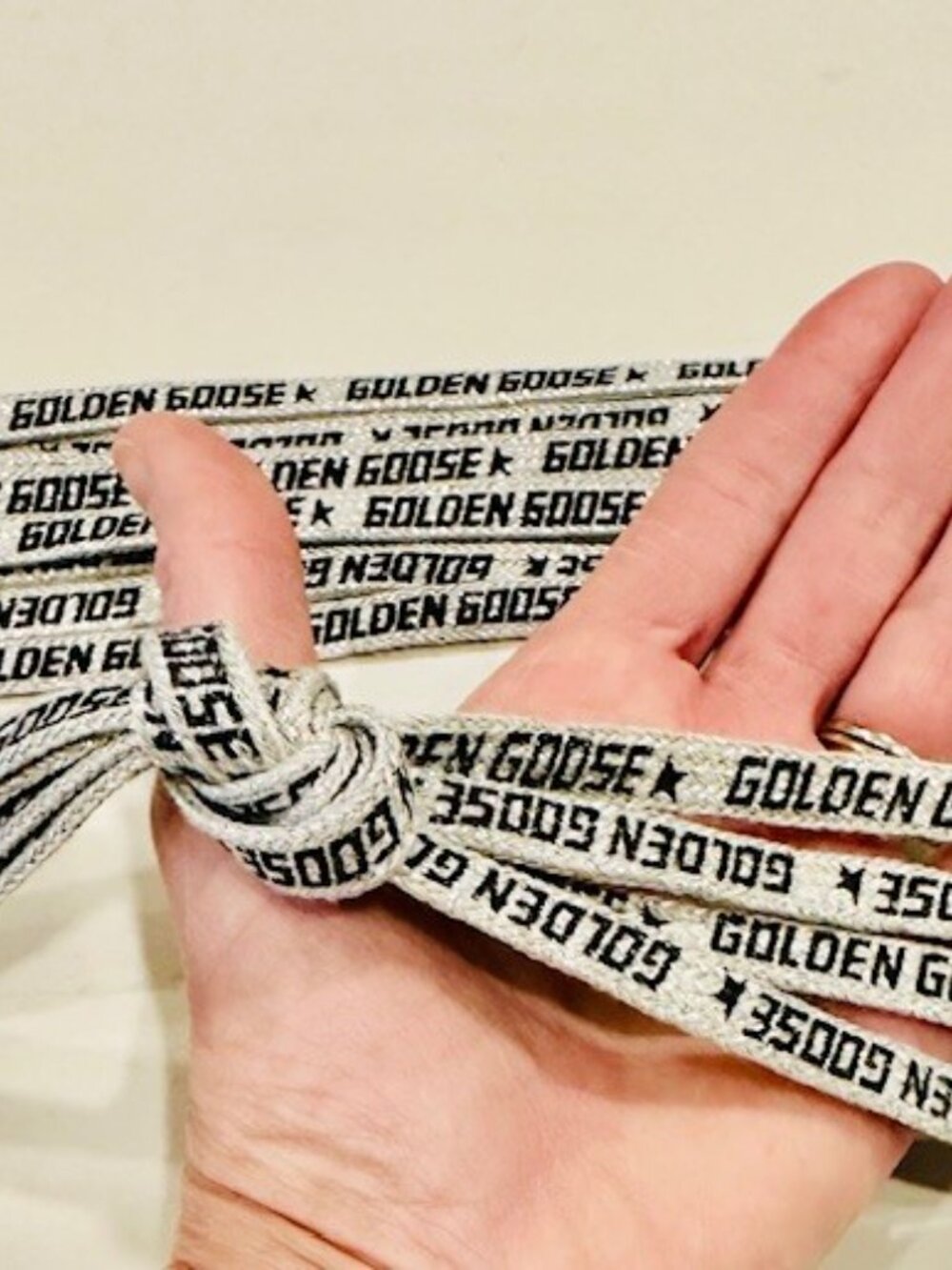TWO PAIR: Golden Goose Logo-Print Silver Sparkle Laces - Picture 2 of 3